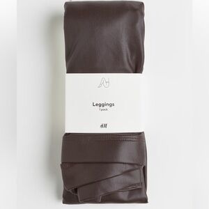 H&M coated faux leggings dark brown small
